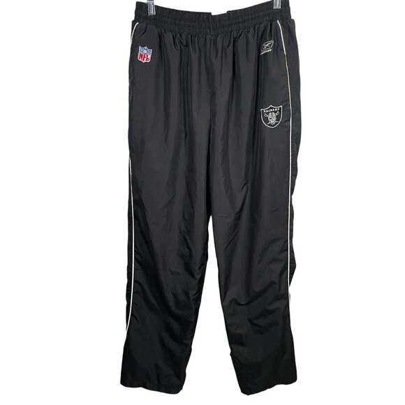 Oakland Raiders Pants Mens Medium Black Reebok Track Windbreaker NFL Football - Picture 1 of 10